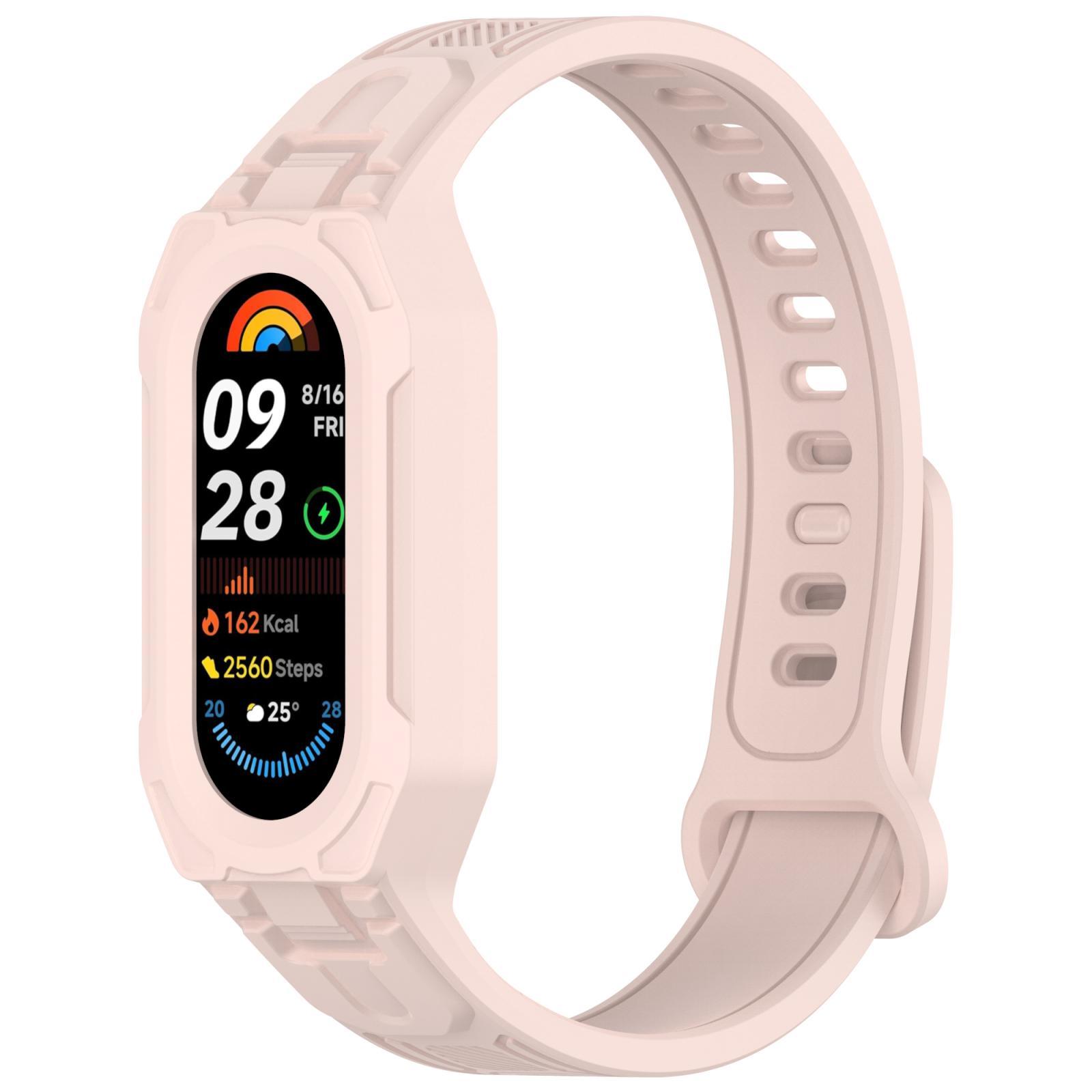 Xiaomi Smart Band 9 8 7 6 5 Silicone Watch Band Twill Integrated Protective Watch Strap pink