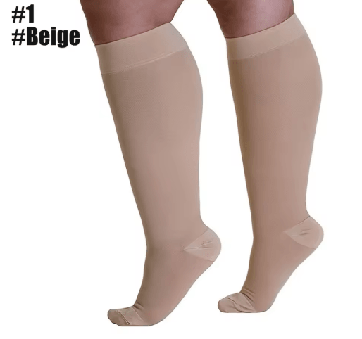 2030 MmHg Knee High Compression Socks Firm Support Stockings For Men & Women (S7XL) type 1 Beige l