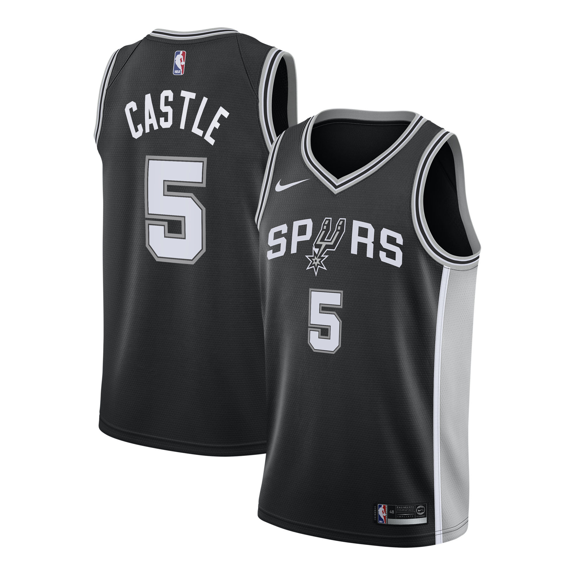 Maillot Swingman Nike Icon Edition des San Antonio Spurs - Noir - Stephon Castle - Jeune - unisexe Taille: XL (18/20)