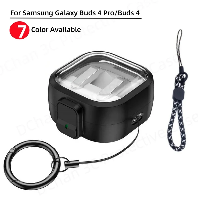 Clear Cover For Samsung Galaxy Buds 4&Galaxy Buds 4 Pro (2026)Shockproof Protector Secure Lock Case For Galaxy Buds4 Pro Lanyard