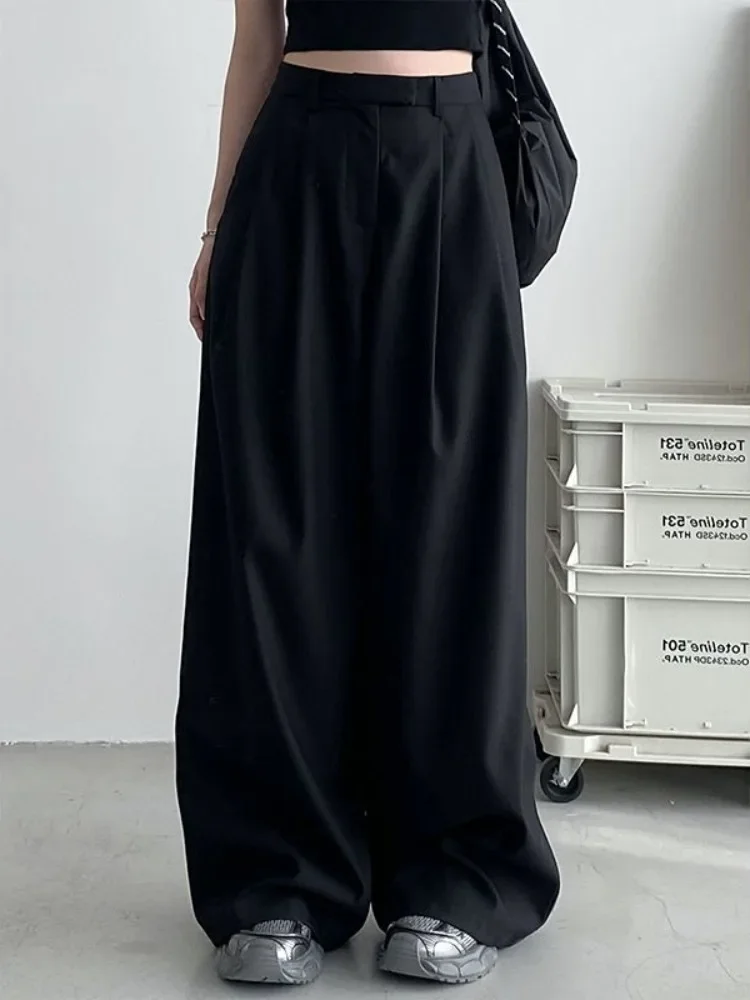 Pantalon surdimensionné noir imbibé pour femme, salle de bain, salle de bain, salle de bain, salle de bain, salle de bain, salle de bain, MERCEDES U Y2K, Vintage, Baggy, mode coréenne, fjHarajuku, style japonais, Streetwear, pantalon