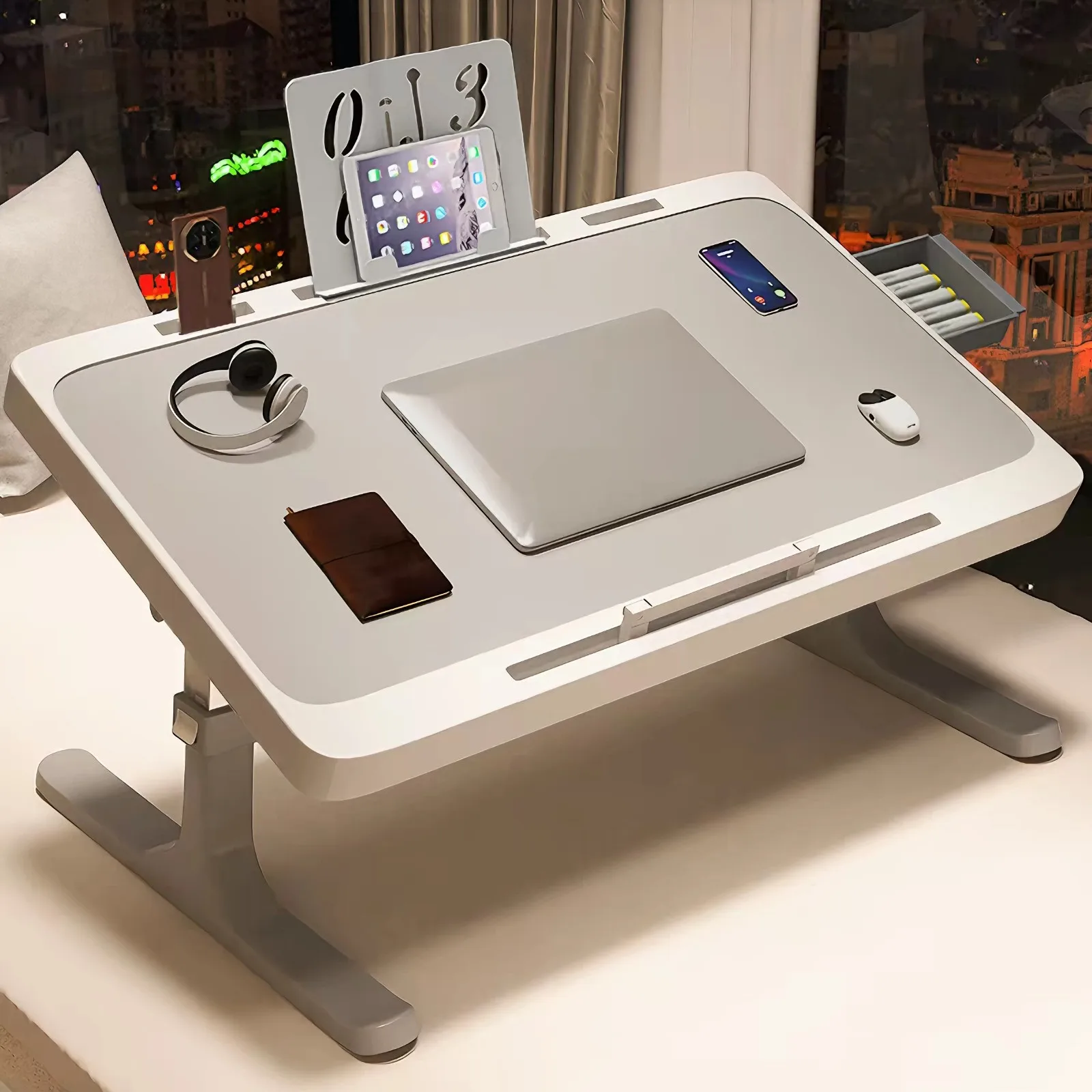 Faltbarer Laptop-Tisch, Bett-Tablett, höhenverstellbarer Hebeständer, Laptop-Bett-Tisch, ergonomisches Design, Laptop-Schreibtisch für Bett, Sofa, Boden