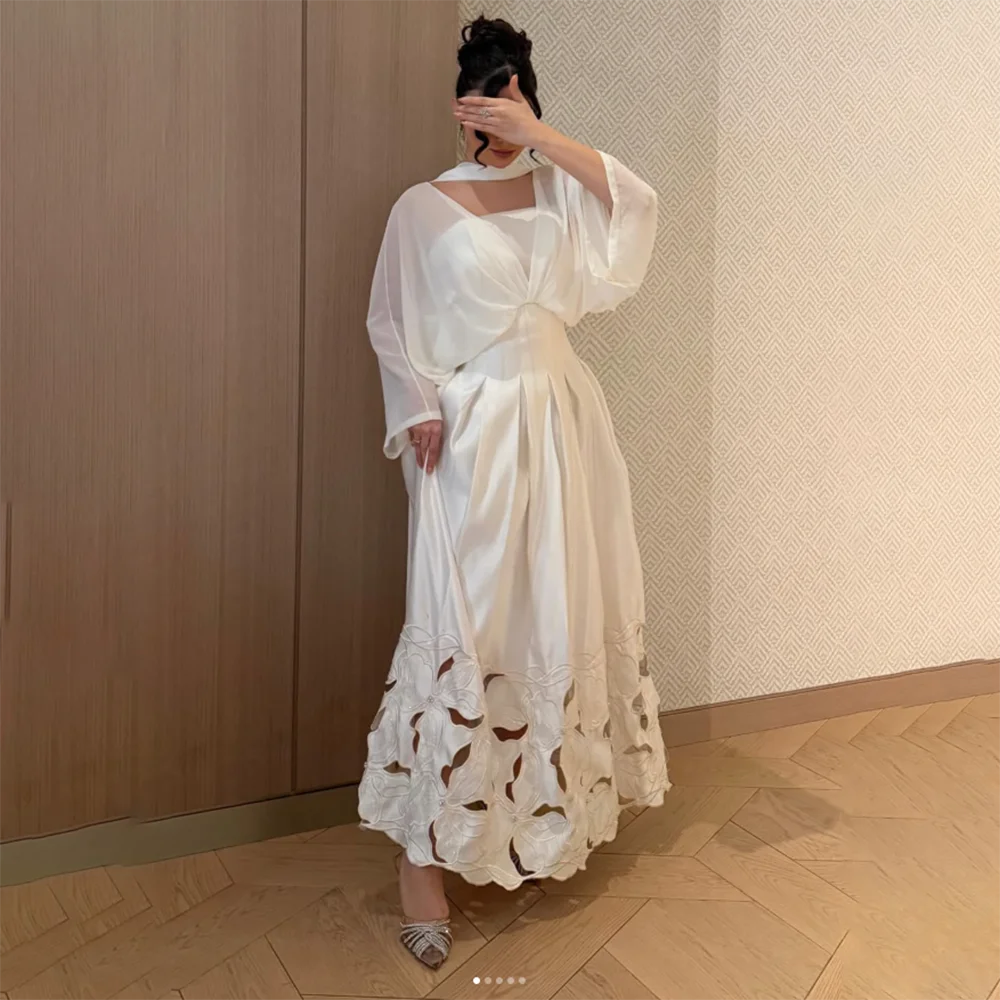 Customized Formal Dress Off The Shoulder Long Sleeves A Line Wedding Party Gowns for Women Satin Draped Elegant Evening Dresses