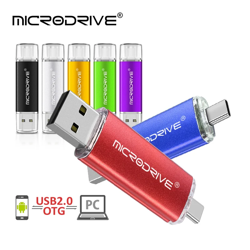 Clé USB OTG 2 en 1 Type C USB 2.0, clé USB 128 Mo, 256 Mo, 64 Go, clé USB en métal, mémoire USB, clé USB 32 Go, 8 Go, clé USB pour Android