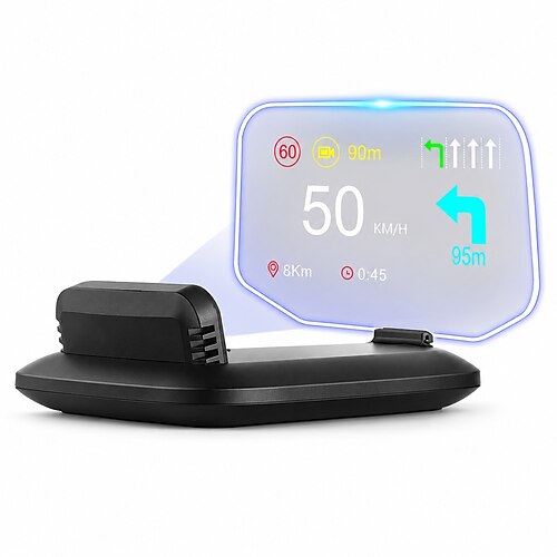 C1 Navigationsauto HUD Head-Up Display mit OBD2 und GPS Doppel-System Farbbildschirm mit Geschwindigkeit und Abbiegeführung Fahrzeugdaten und Geschwindigkeitswarnungen für Autos Lastwagen und SUVs