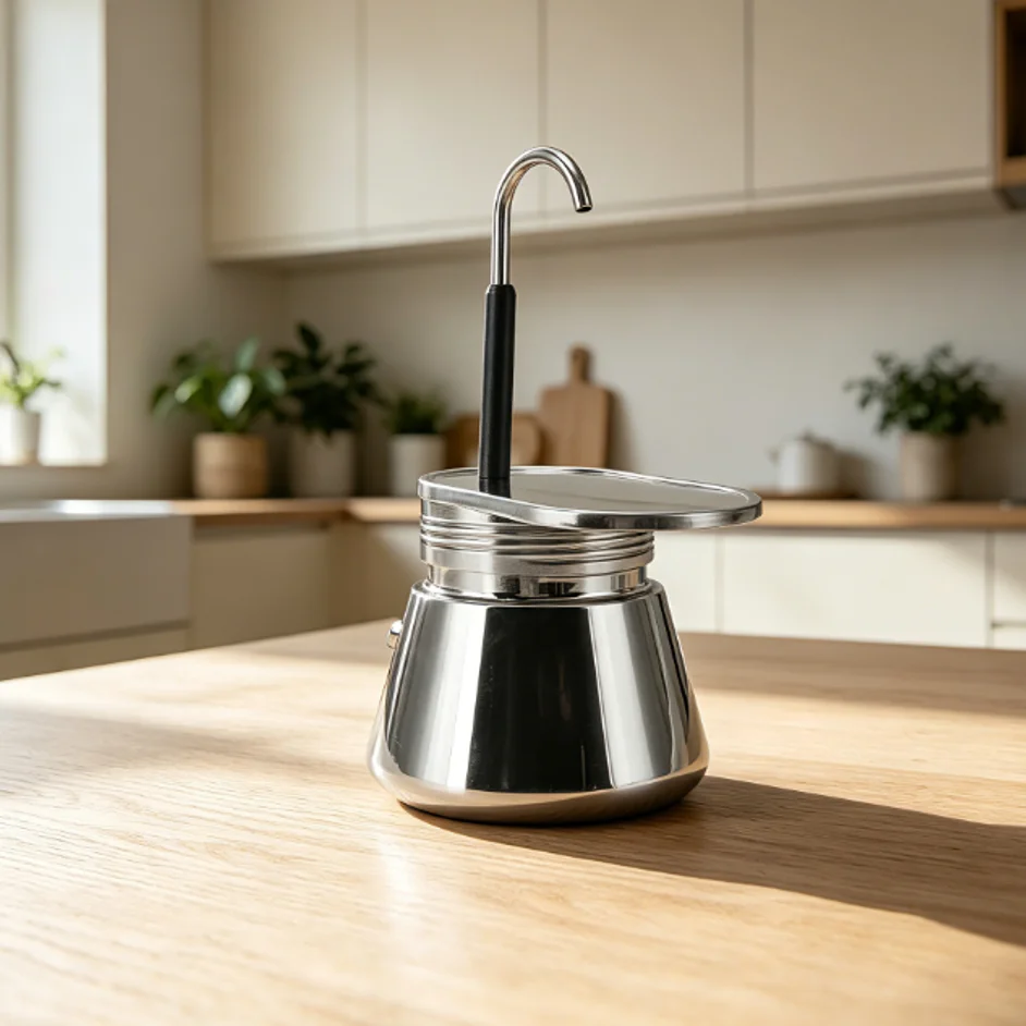 Cafetière Moka à tube unique 200 ml en acier inoxydable, mini cafetière domestique, cafetière Moka portable pour une tasse, cafetière expresso portable pour l