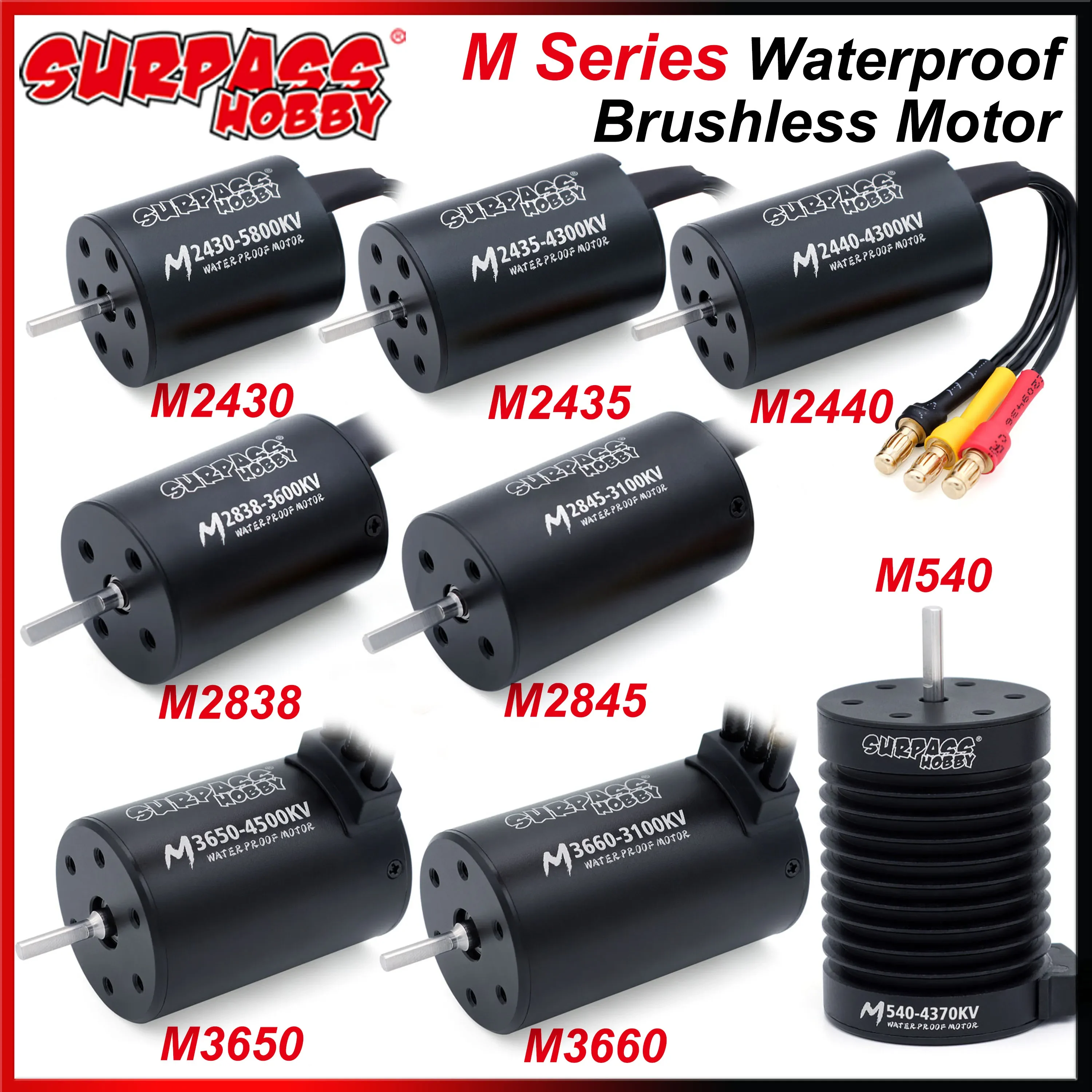 SURPASS HOBBY M2430/2435/2440/2838/2845/540/3650/3660 Brushless Motor for 1/10 1/12 1/14 1/16 1/18 RC Car Boat Truck ESC Wltoys
