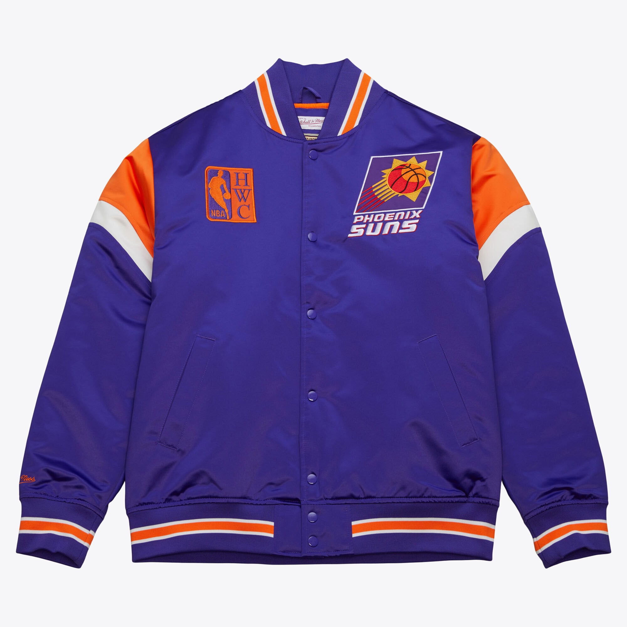 Phoenix Suns Mitchell & Ness Jacke aus schwerem Satin – Lila – Herren