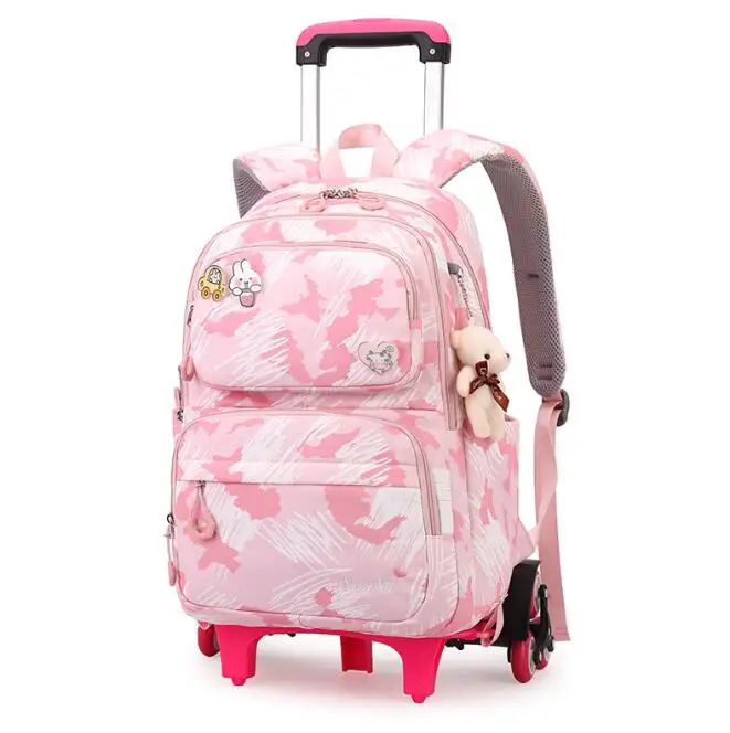 Sac à dos d'école à roulettes pour filles 16 pouces sac à dos d'école pour enfants sur roues sac de chariot d'école pour filles sac à dos à roulettes d'école