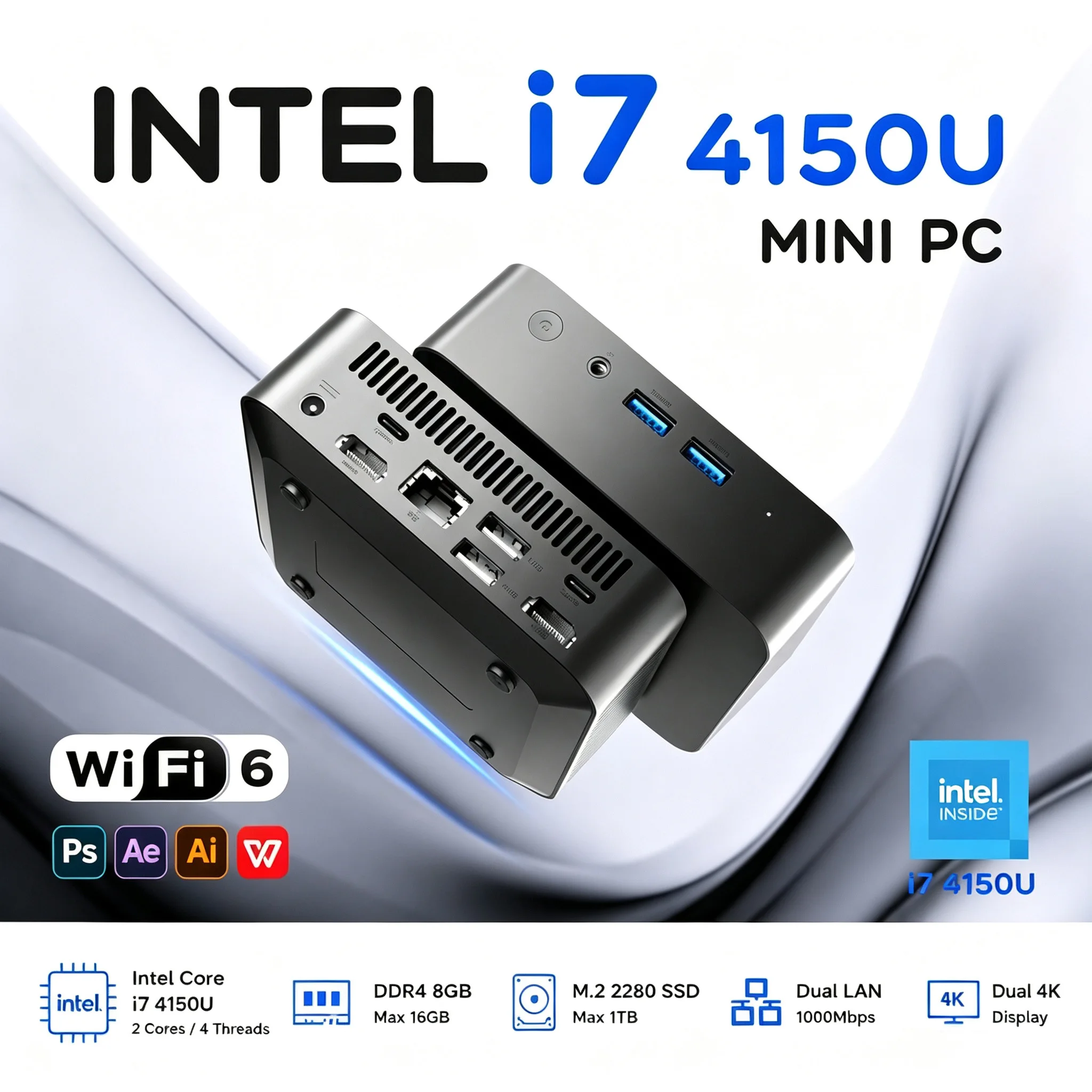 Mini PC Intel Windows 11 Xiaman NOUVEAU, Intel I7 4510U, Intel Core I3 6100U, 16 Go de RAM, 512 Go/1 To SSD, PC de bureau avec affichage 3 écrans, Wifi 6, BT5.2