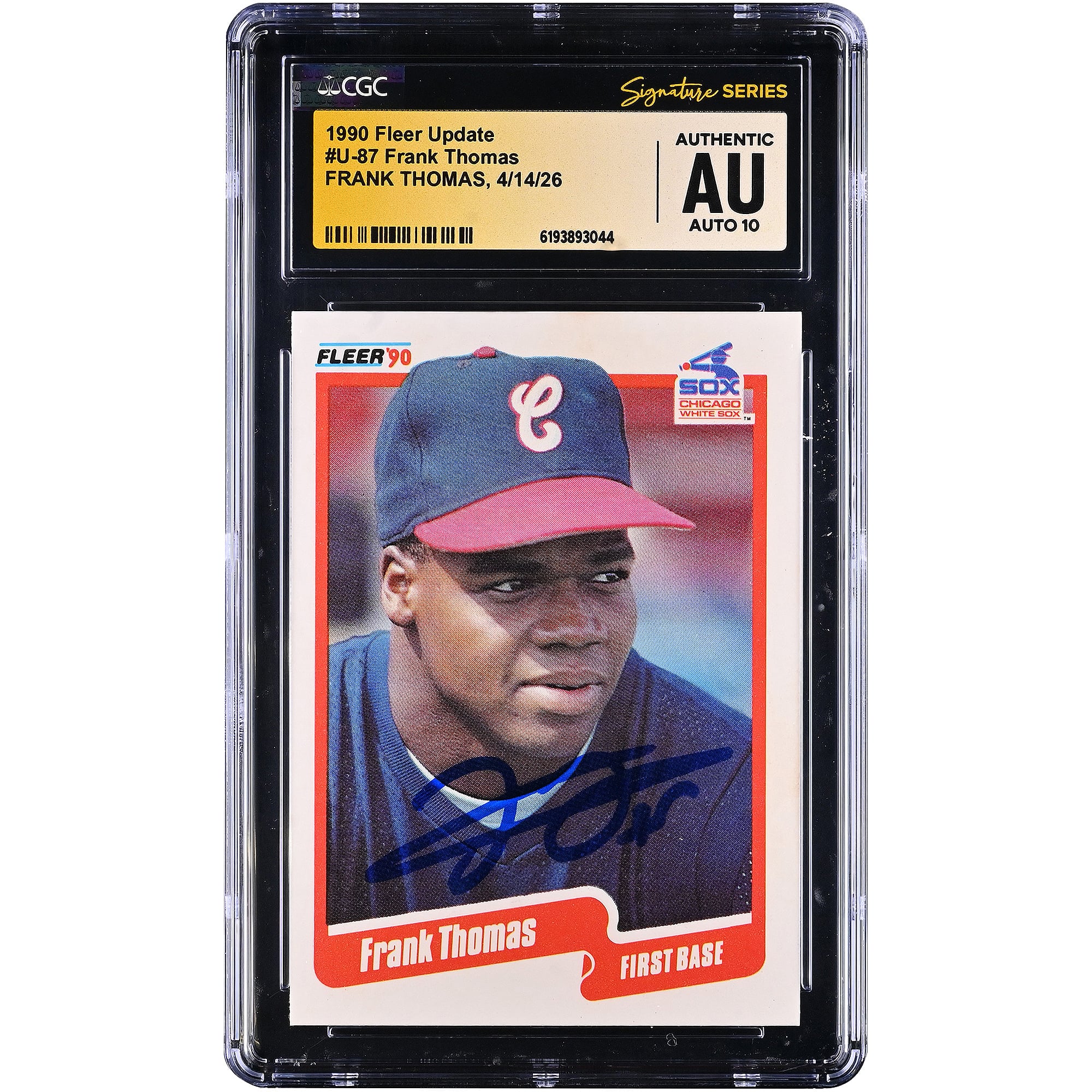 Frank Thomas Chicago White Sox Autogramm 1990 Fleer Update #U-87 CGC Fanatics Witnessed Authenticated AUTO 10 Rookie Card