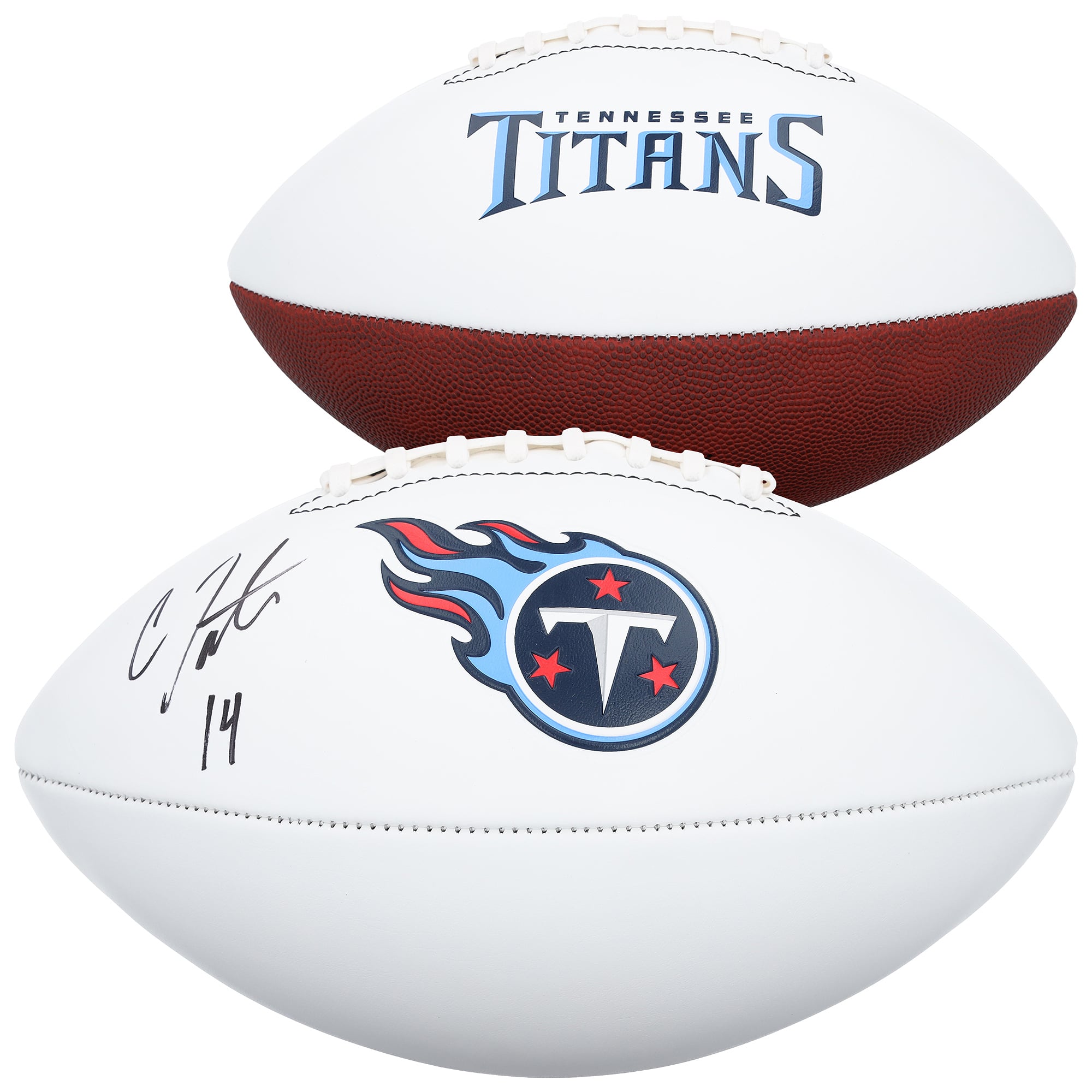 Carnell Tate Tennessee Titans Autogramm auf einem Franklin 2017-2025 Throwback White Panel Football