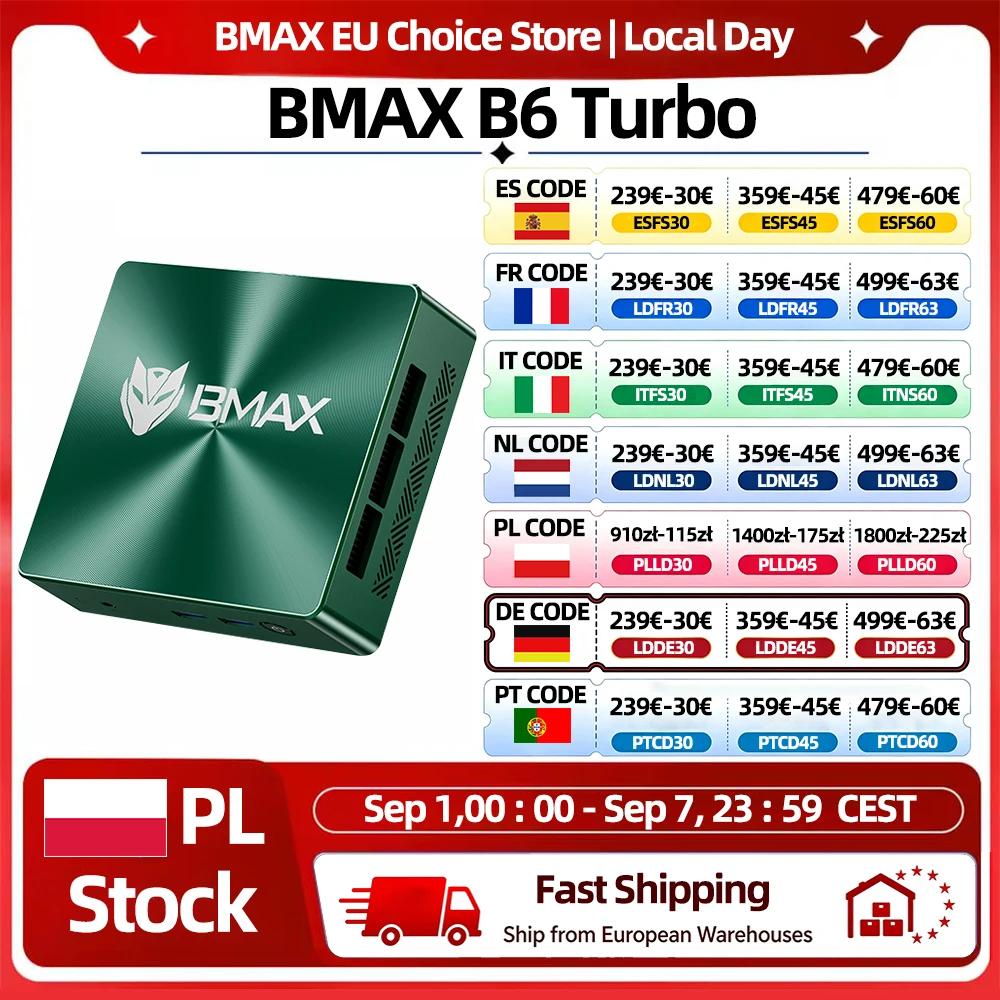 Bmax Mini-PC B6 Turbo Intel Core i5-8257U Windows 11 16 GB RAM DDR4 512 GB SSD HDMI USB DP Ethernet Bluetooth WLAN Computer