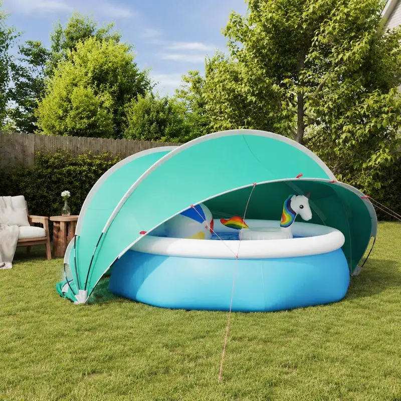 Couverture de dôme de piscine bleue (piscine non incluse), 472x460x229 cm, couverture anti-poussière pour piscine extérieure, matériau épais et durable, adapté à la protection des grandes piscines