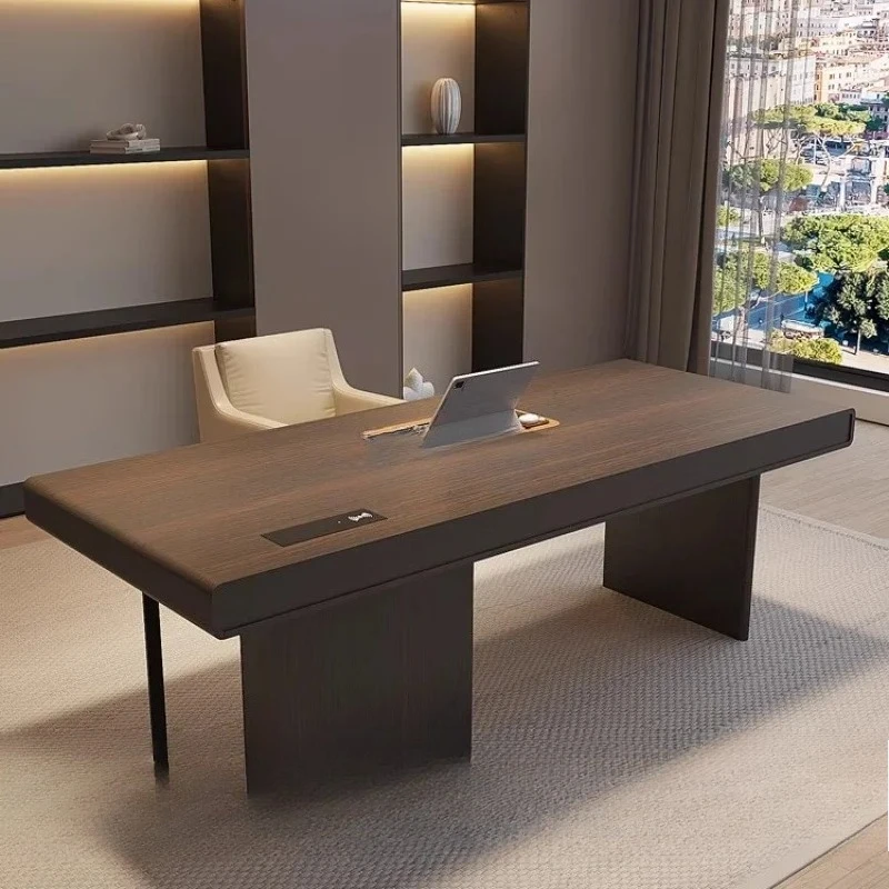 LT leichter Luxus-Minimalist-Schreibtisch aus Massivholz, moderner Doppel-Arbeits- und Wohnzimmerschreibtisch, hochwertiger Computer-Chefschreibtisch für Zuhause.