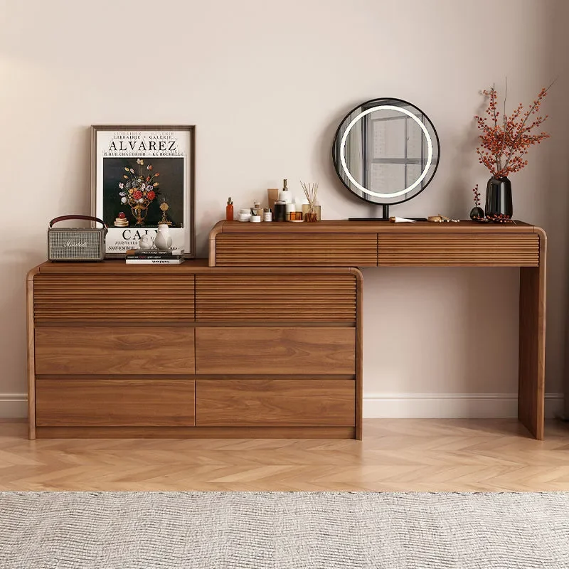 Premium Eck-Schminktisch mit Integriertem Aufbewahrungsregal für Kleine Apartments, Kompakter Schlafzimmer-Schminktisch-Organizer