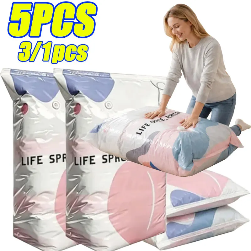 Vacuum Storage Bags Store Clothes Quilts Luggage Sealed Pump Free Thickened Large Capacity Space Saving Household Storage Supply