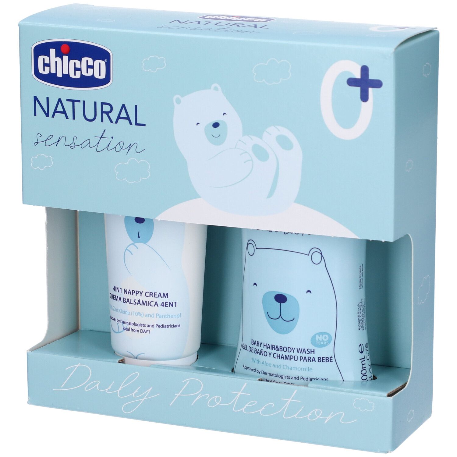 Chicco Natural Sensation Pasta Lenitiva 4in1 + Detergente Corpo e Cape