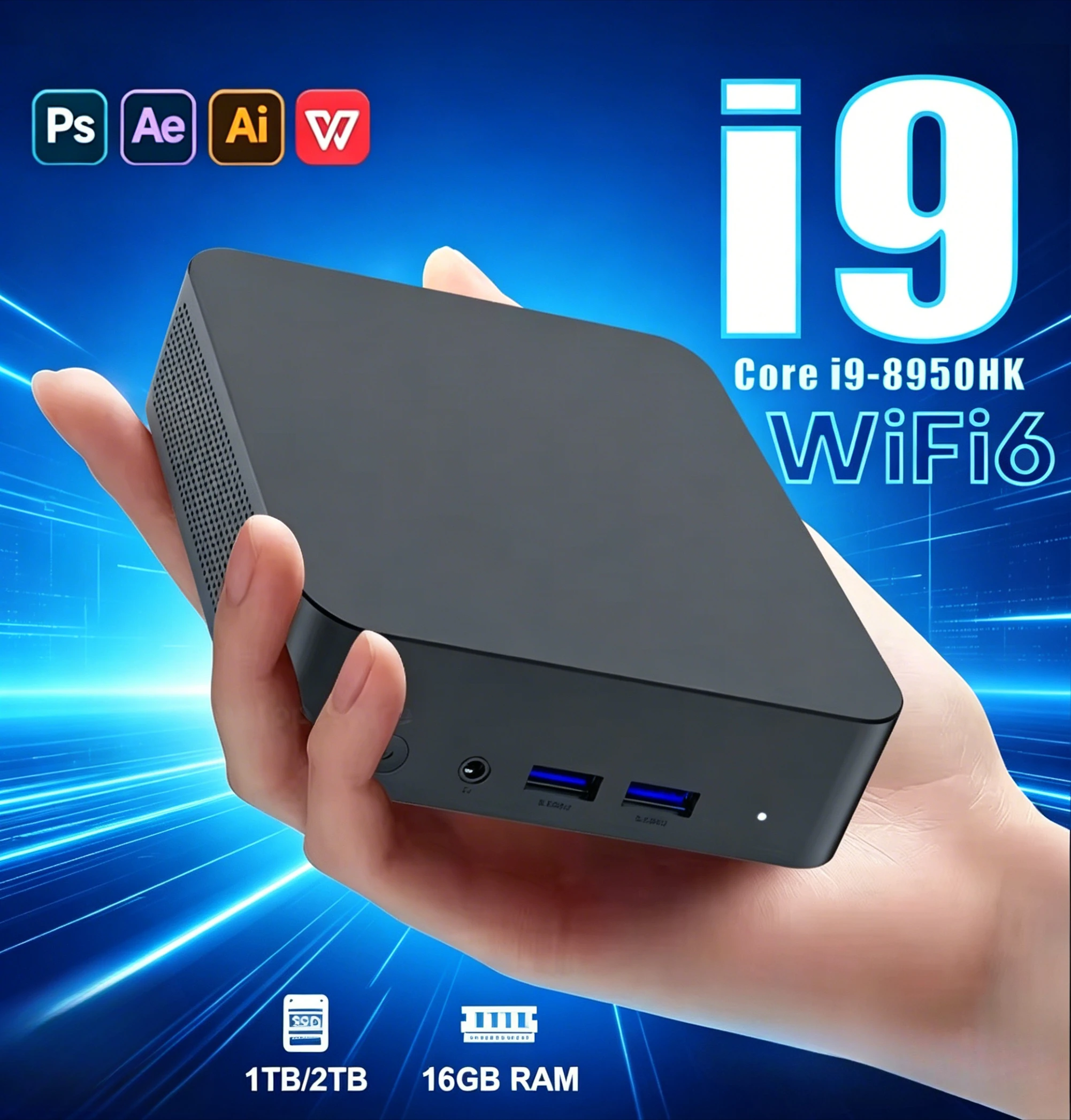 2026 Mini PC Intel Core i9 8950HK 16GB RAM 1TB SSD PC Gamer Computer Dual WIFI 6 BT5.2 4K HD Mini Gaming Pc Desktop