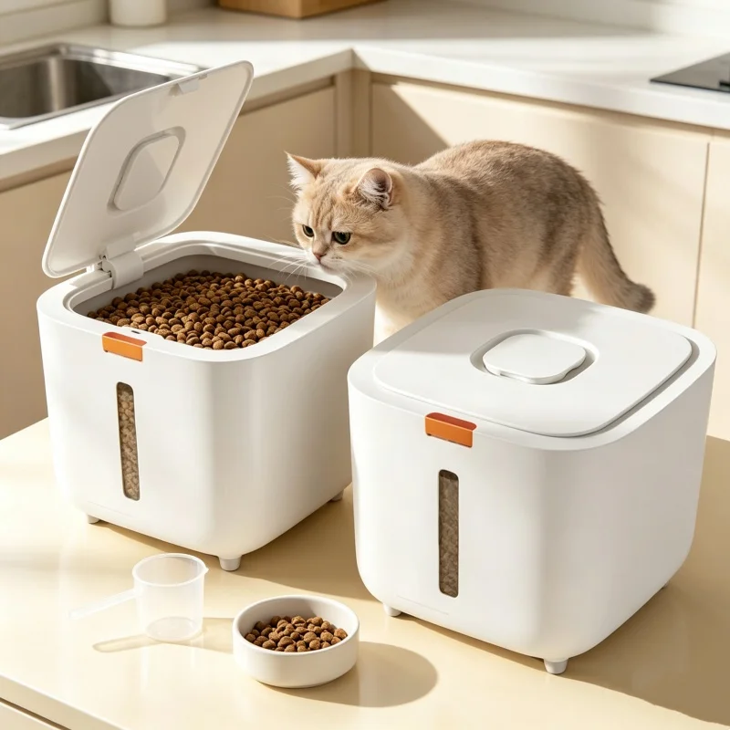 Boîte de rangement pour aliments pour animaux de compagnie de 5/7 kg, conteneur hermétique pour aliments pour animaux de compagnie, seau hermétique pour aliments pour chats et chiens, organisateur de