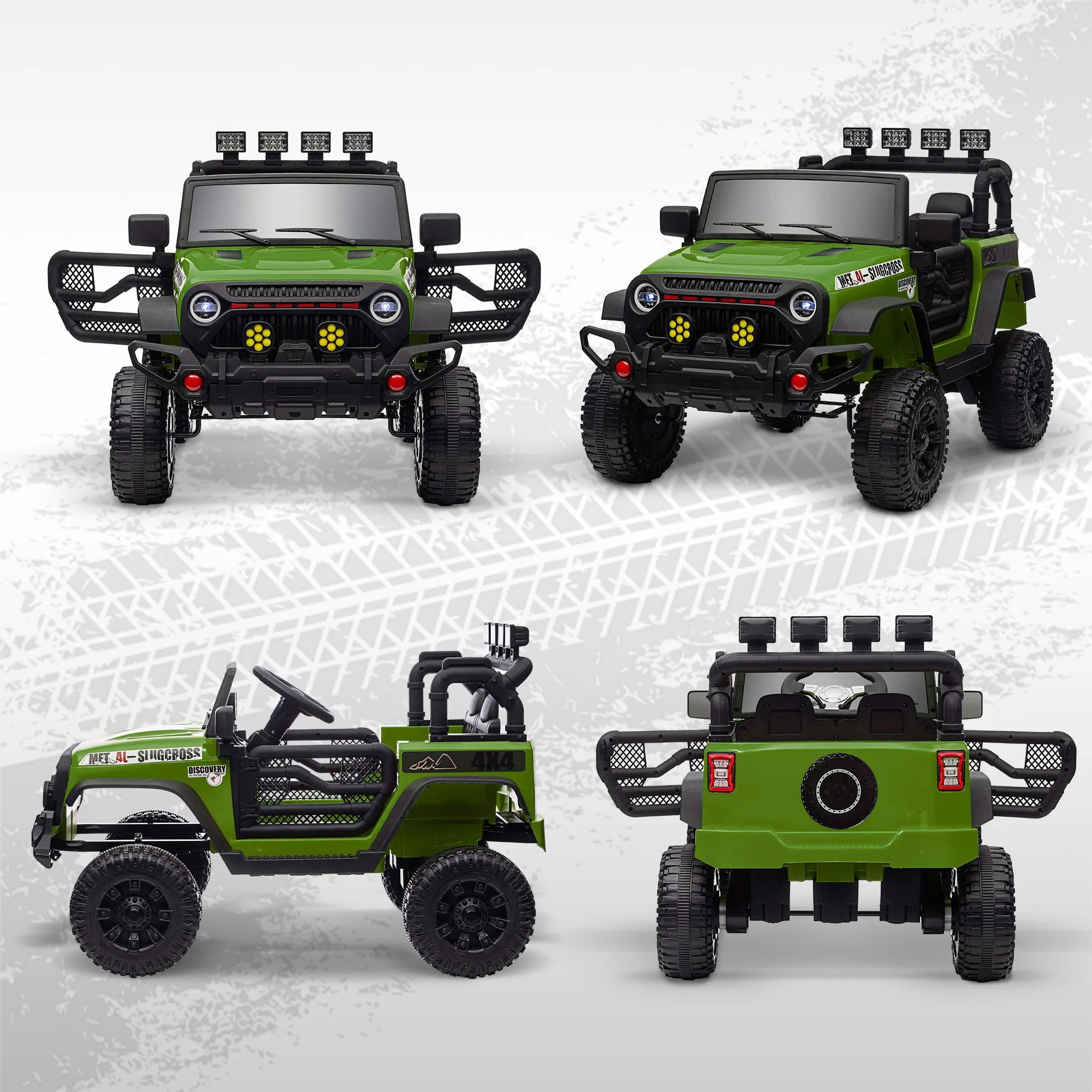 Voiture jouet tout-terrain pour enfants, voiture électrique pour enfants, télécommande 2,4 Ghz 2 moteurs 12 V vert, voiture jouet électrique pour enfants, poussette électrique, voiture jouet pour