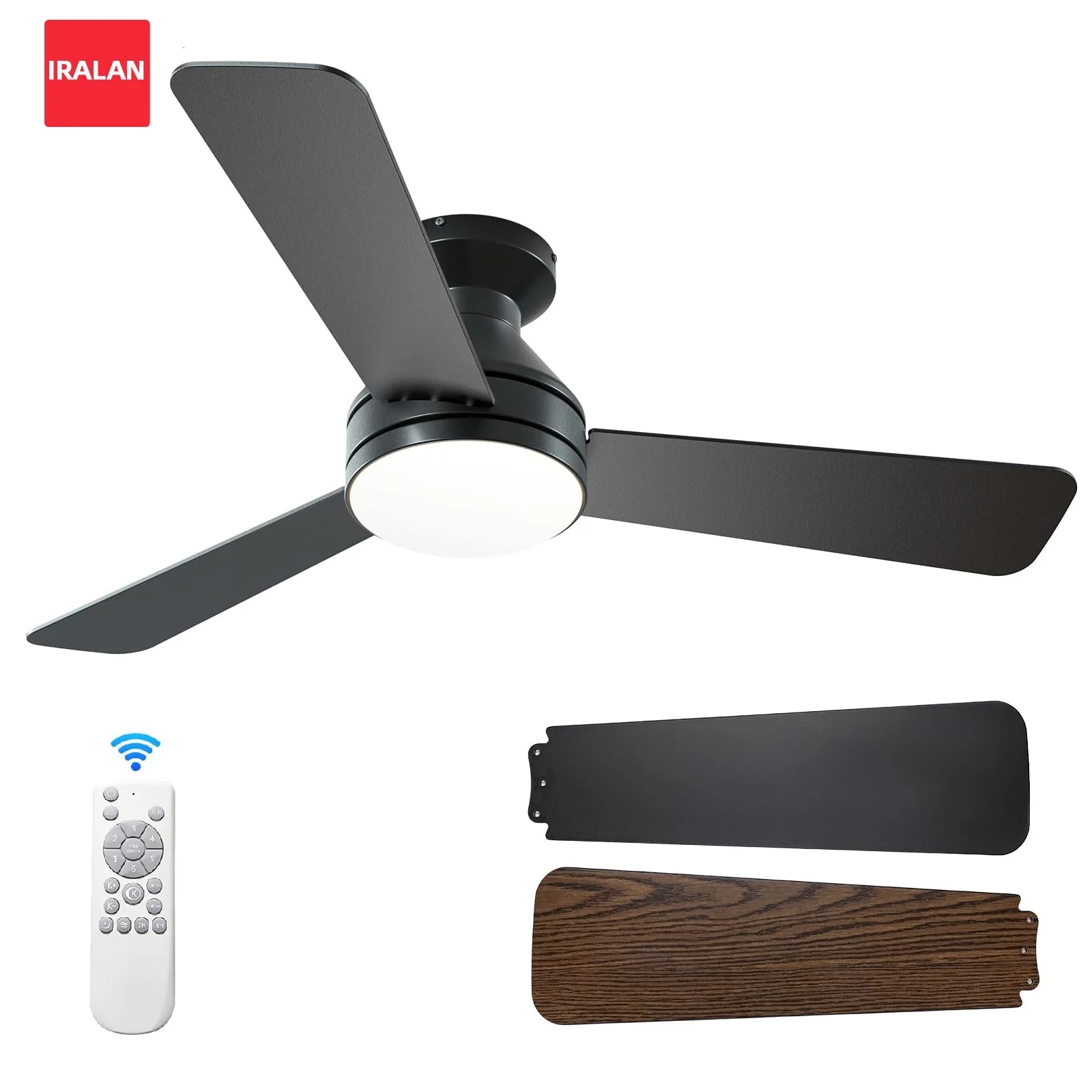 42/52 Zoll Drei-Flügel-Deckenventilator mit Licht, 6 Geschwindigkeiten, Reversibler Motor, Geräuscharm, Energiesparend, Minimalistischer Stil, LED-Deckenventilator mit Beleuchtung