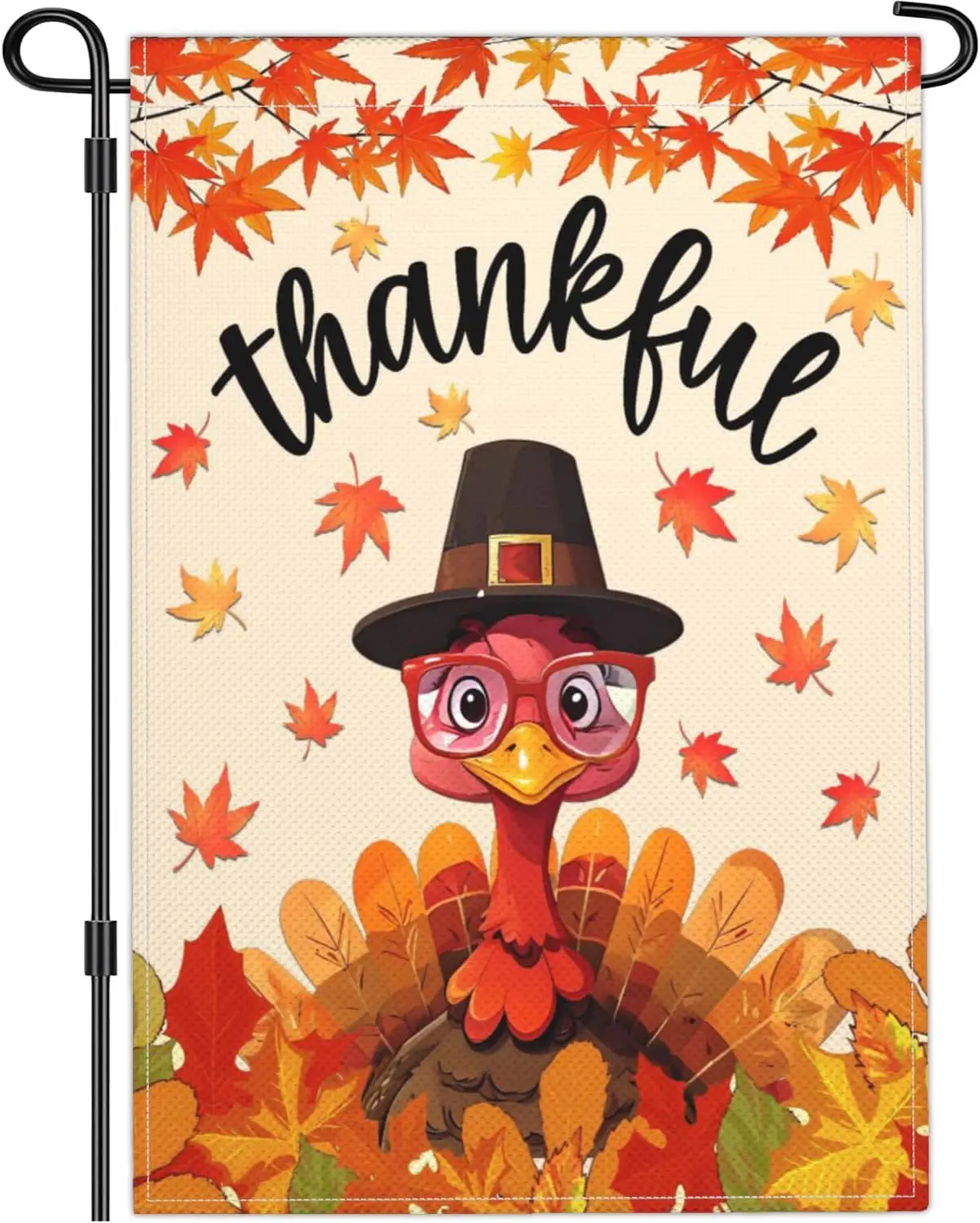 Thanksgiving Garden Flags for Outside 12x18 Inch Double Sided Thankful Yard Sign Garden Flags for Fall Outdoor Turkey Garden GGO
