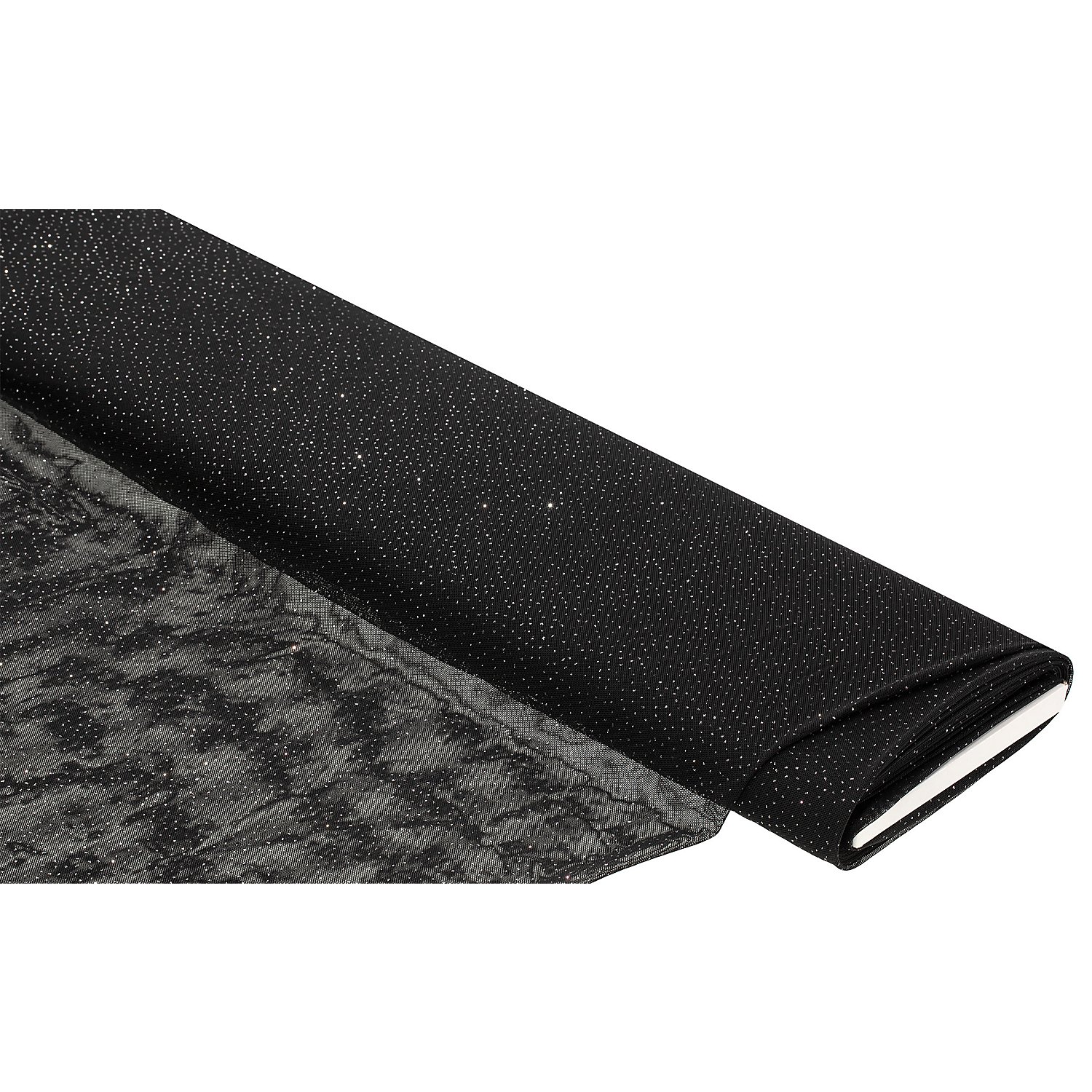 Feintüll Glitzerpunkte, schwarz/silber