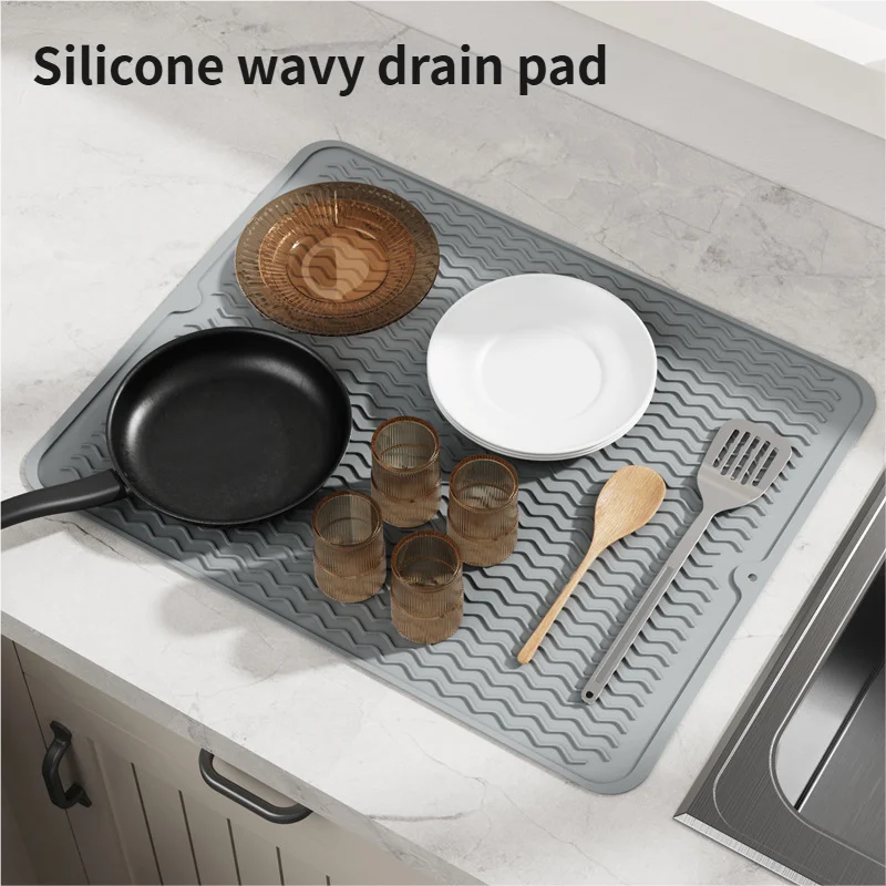 Household Multi Kitchen Countertop Silicone Anti Slip Drainage Mat,Dishware Drying pad,bar counter Heat Insulation Pad