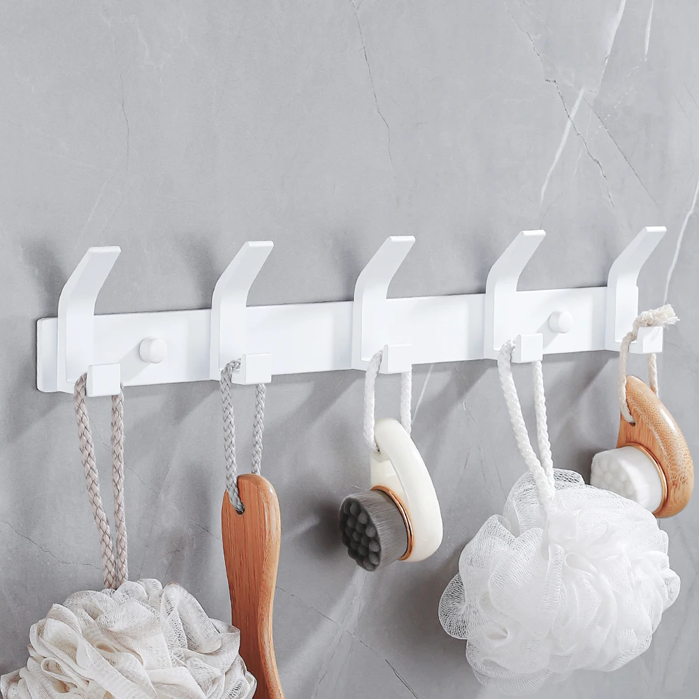 Weiß Garderobe Wand Kleidung Kleiderbügel Badezimmer Hängen Handtücher Halter Schwarz Hause Tür Haken Küche Lagerung Haken Organisatoren