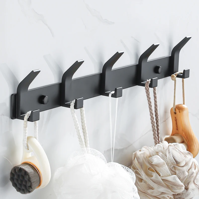 Moderne Hängehaken für die Wand, Aluminium, schwarz, Handtuchhalter, Badezimmertür, Kleiderbügel, Garderobe, Wandmontage