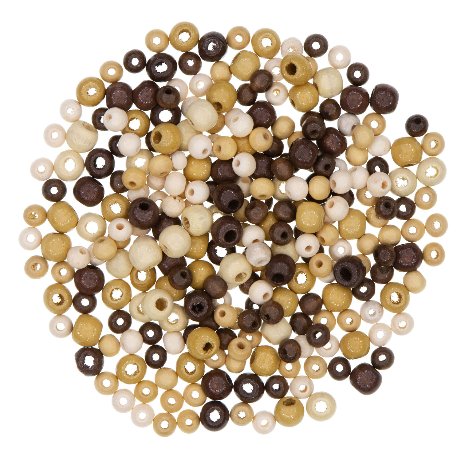 Holzperlenmix, Brauntöne, 6–8 mm Ø, 50 g