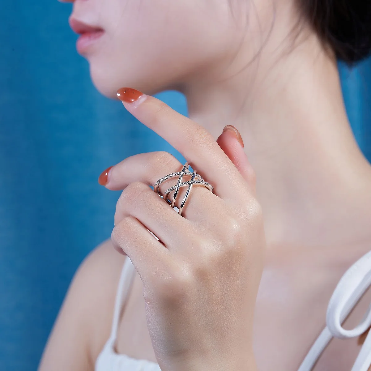 Nouvelle bague personnalisée en argent S925 avec moissanite, croix à trois couches, bijou de luxe, cadeau pour la Saint-Valentin/mariage, cadeau d