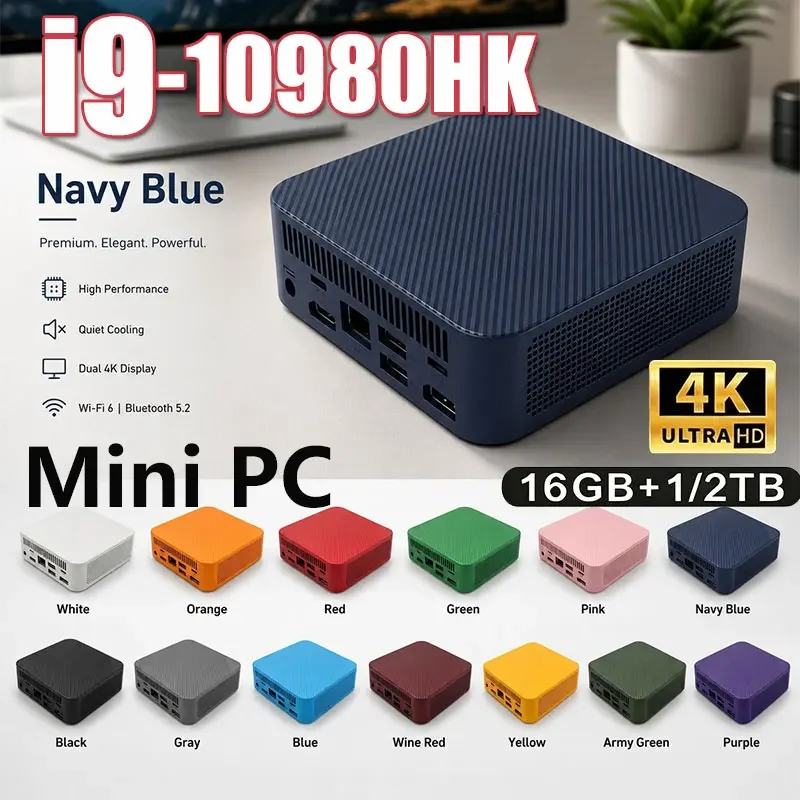 Mini PC Computer Inte i9 10980HK 8GB 16GB RAM 1TB 2TB M.2 SSD Windows 11 Gaming Computer PC WiFi6 BT5.2 Portable Mini Desktop PC
