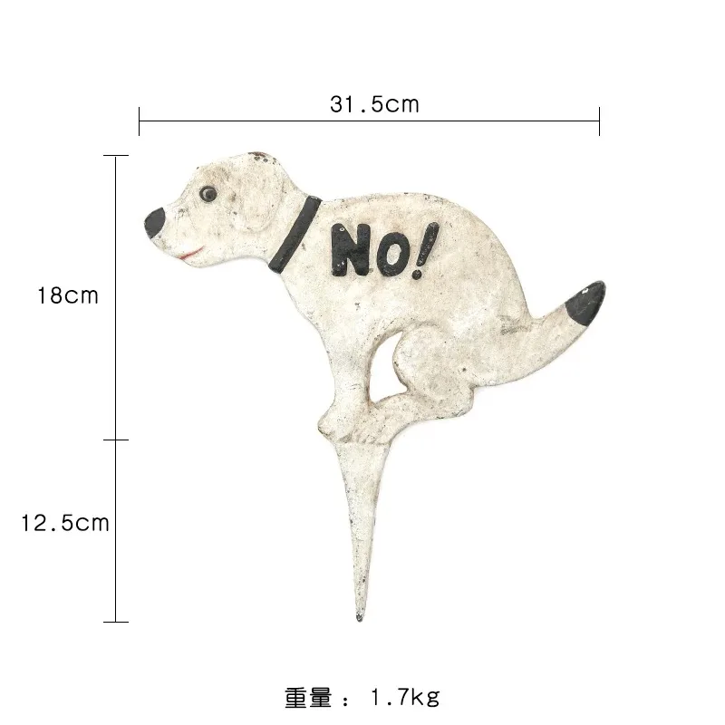 Panneau de jardin amusant en forme de chien, en fonte, avec inscription « Interdiction de faire pipi dans le jardin / Interdiction de jeter des déchets », décoration de jardin, sculpture