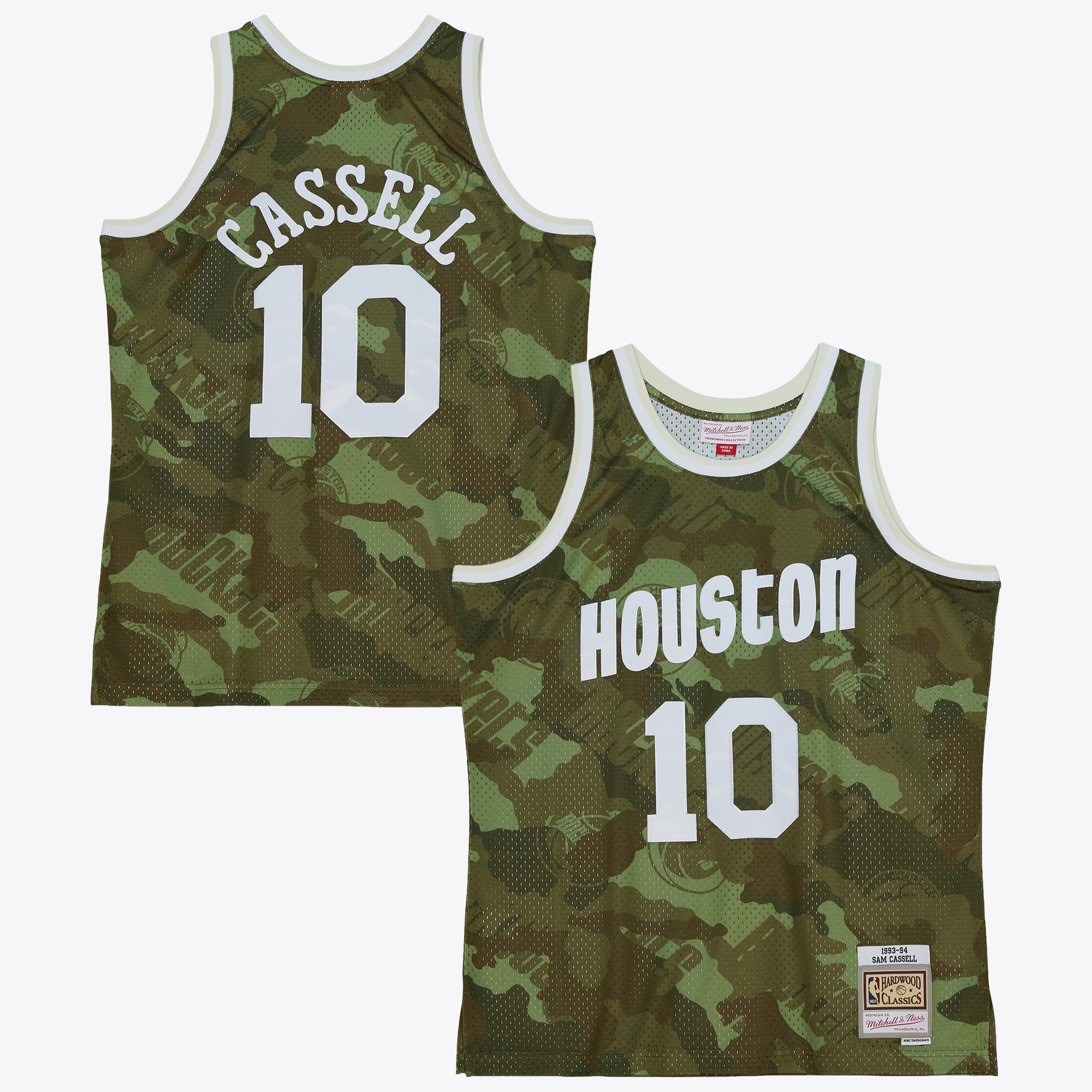 Maillot Swingman Mitchell & Ness Sam Cassell 1993 Ghost Camo des Houston Rockets - Vert - Homme Taille: L