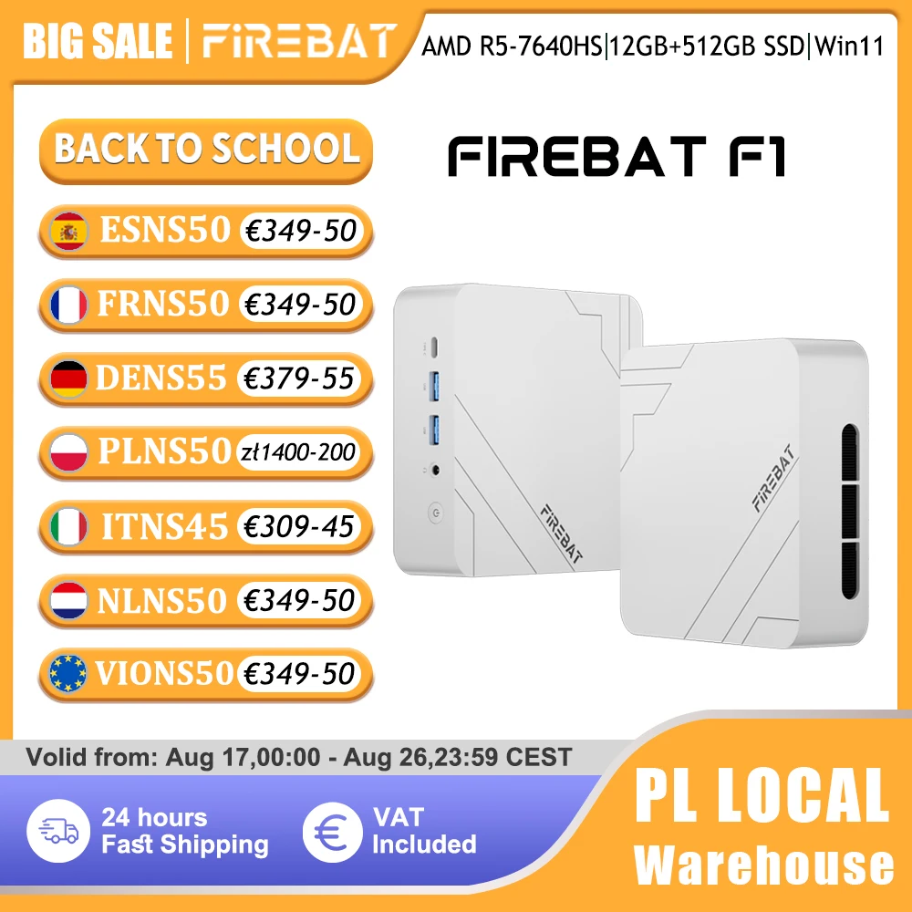 Firebat Mini-PC F1 AMD Ryzen 5 7640HS Gaming-Desktop 12 GB DDR5 512 GB SSD Windows 11 Pro Wi-Fi 6 USB4.0 Kompakter Computer