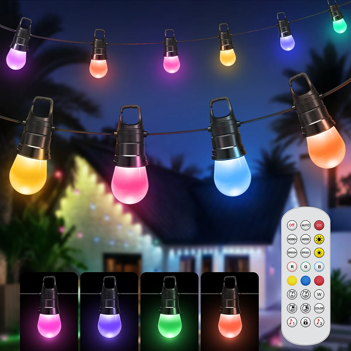 45M/40M/15M RGBIC LED-Kugel-Lichterkette für den Außenbereich mit App & Fernbedienung, wetterbeständig, Musik-Synchronisation, Timer-Funktion, Lichterkette für Hochzeit, Camping, Weihnachten,