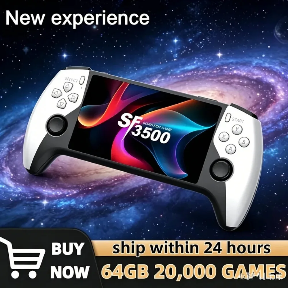 New SF3500 Retro Handheld Video Game Console Linux System 5.0 Inch 854*480 IPS Screen 3000mAh Portable Pocket Video Player Games