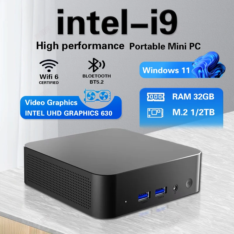 2026 Intel Core i9 10980HK N150 Mini PC Computer Windows 11 Pro 32GB RAM 1TB SSD Gaming Computer WiFi 6 Portable Mini Desktop PC