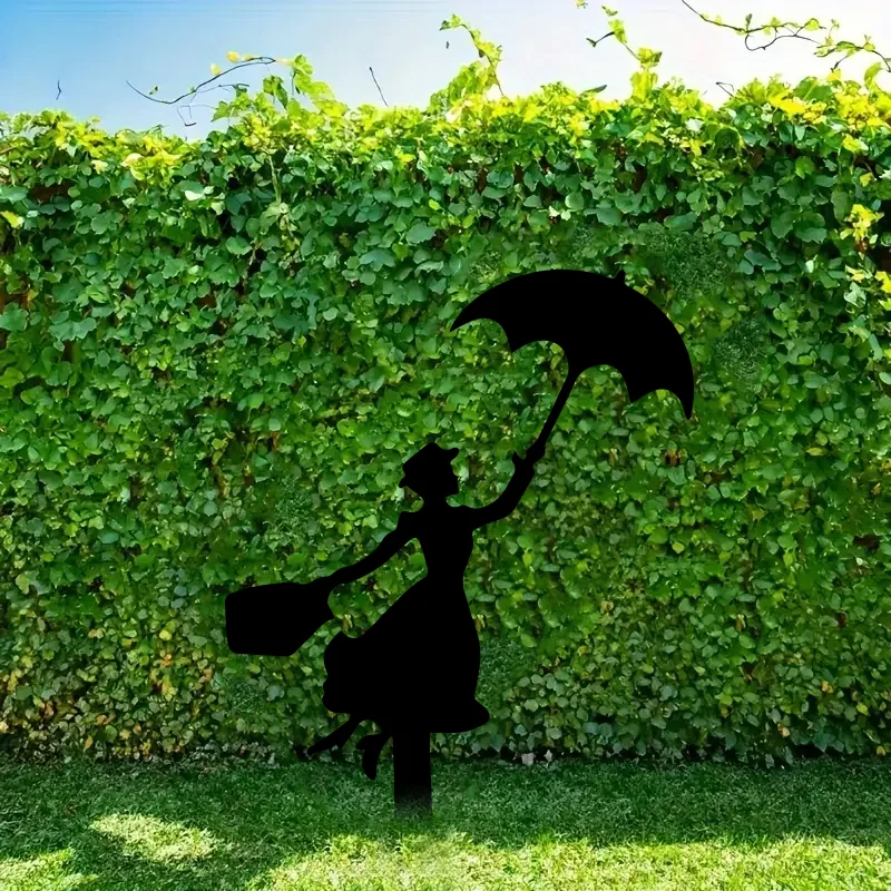 Décoration de jardin à insérer dans le sol, Décoration pour jardin, patio, clôture, pelouse, art décoratif, Panneau de jardin Silhouette de Dame avec piquets