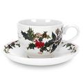 Portmeirion Home & Gifts The Holly & Ivy Tea Cup and Saucer, Ceramic, Multi-Colour, Set of 6