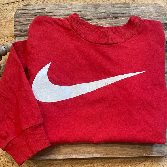 Nike Shirts & Tops | Vintage Nike Kid’s (See Pics For Measurements) Red Crew Neck Graphic Pullover | Color: Red | Size: Kid’s (See Pics For Measurements/Sizing)
