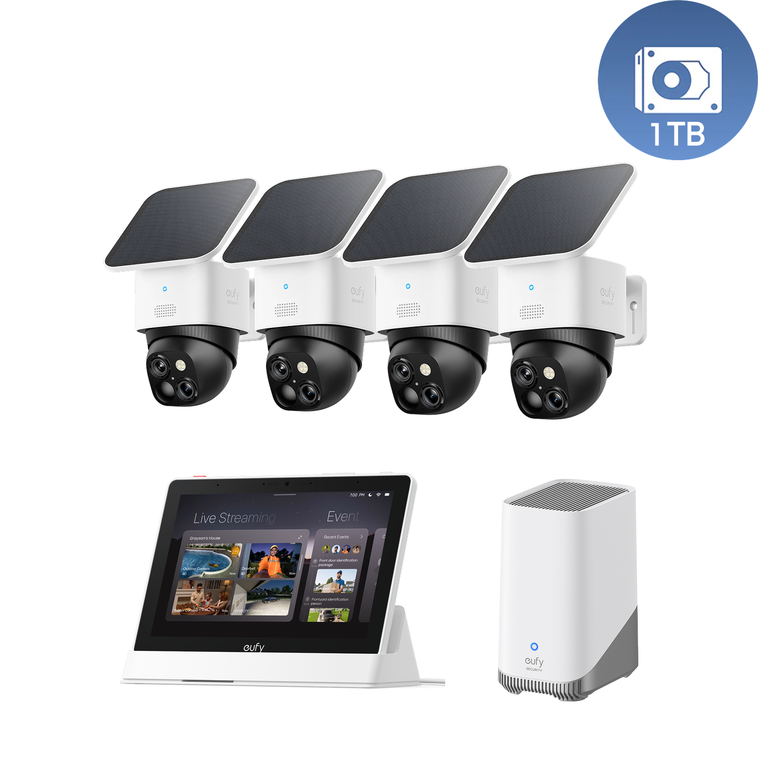 eufyCam Solo S340 (4er-Pack) und Anker eufy HomeBase™ S380 mit 1TB Festplatte Image