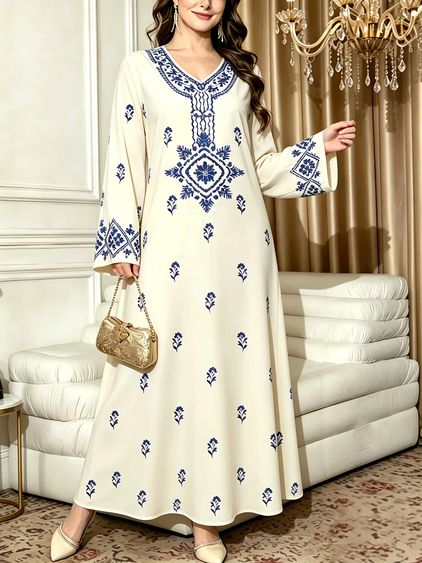 Robe élégante du Moyen-Orient, vêtements pour femmes de grande taille, printemps et automne, vêtements pour femmes de style européen et américain, vêtements ethniques pour femmes