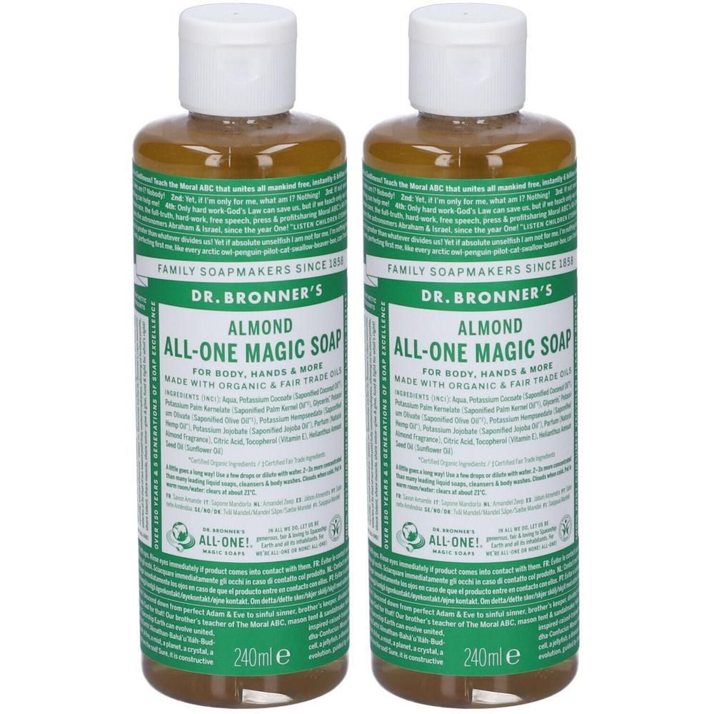 Dr. Bronner’s Sapone Liquido 18-In-1 alla Mandorla 240 ml 2x240