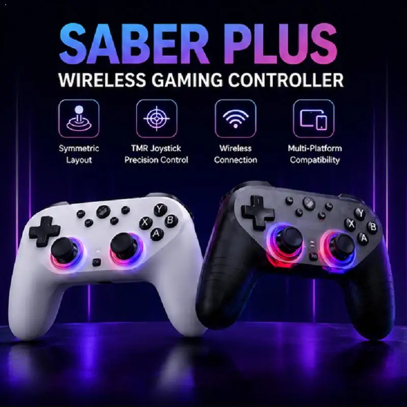 Saber Plus Leadjoy Gaming-Controller JS13 Pro TMR Joystick Symmetrischer Griff Kabelloses Gamepad für Switch, Telefon, Android, Windows