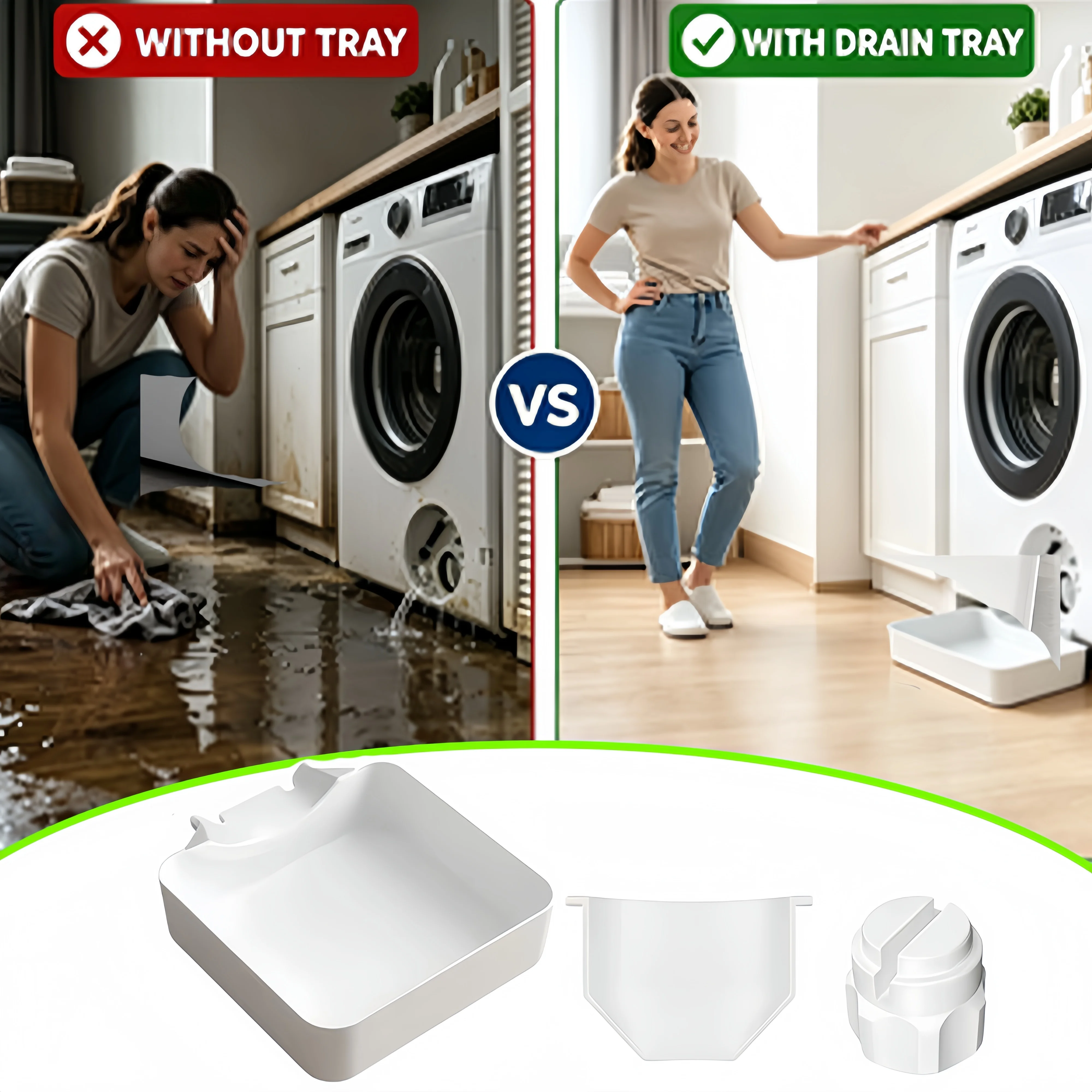 Washing Machine Drain Tray Universal Washing Machine Drain Funnel Special Drip Tray for Cleaning Lint Filters Water Collection Tray Prevents Floor Water Leakage Drain Tray Water Guide Board Mounting