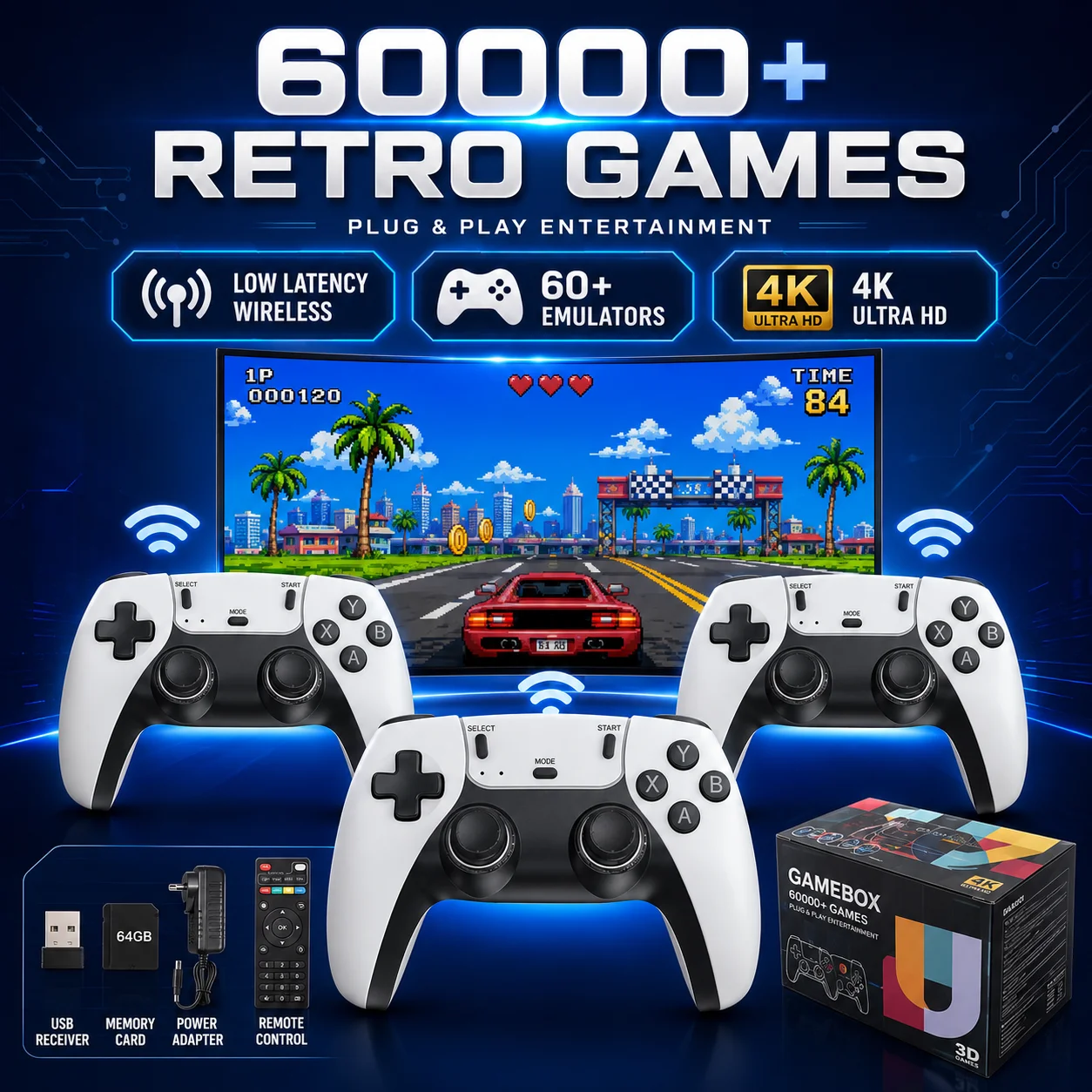 G11 Pro Retro Game Box 4K HDMI Output Dual System Game Player, 2.4G Wireless Gamepads, Portable Home Video Game Device Great Gif