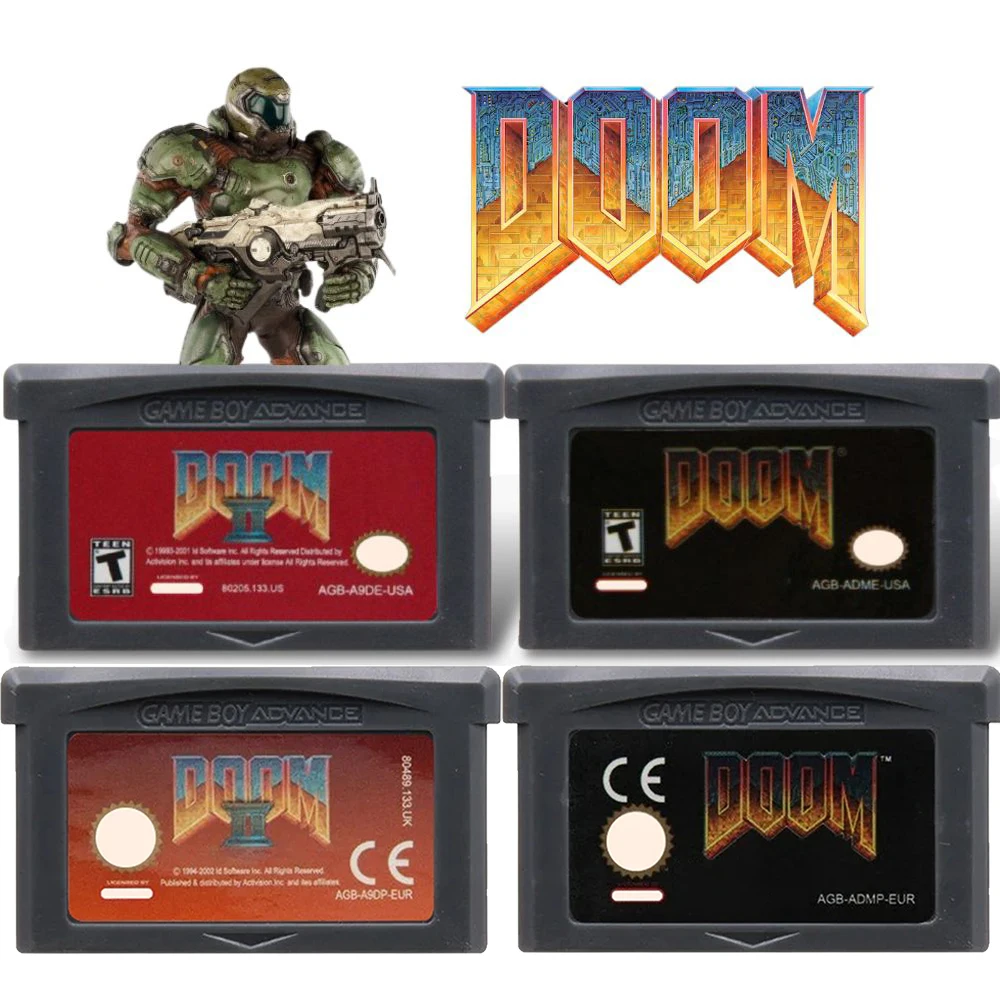 Doom GBA Game Card Cartridge Series Game DOOM Series Cartridge 32-Bit Video Game Console Card DOOM 1 DOOM 2